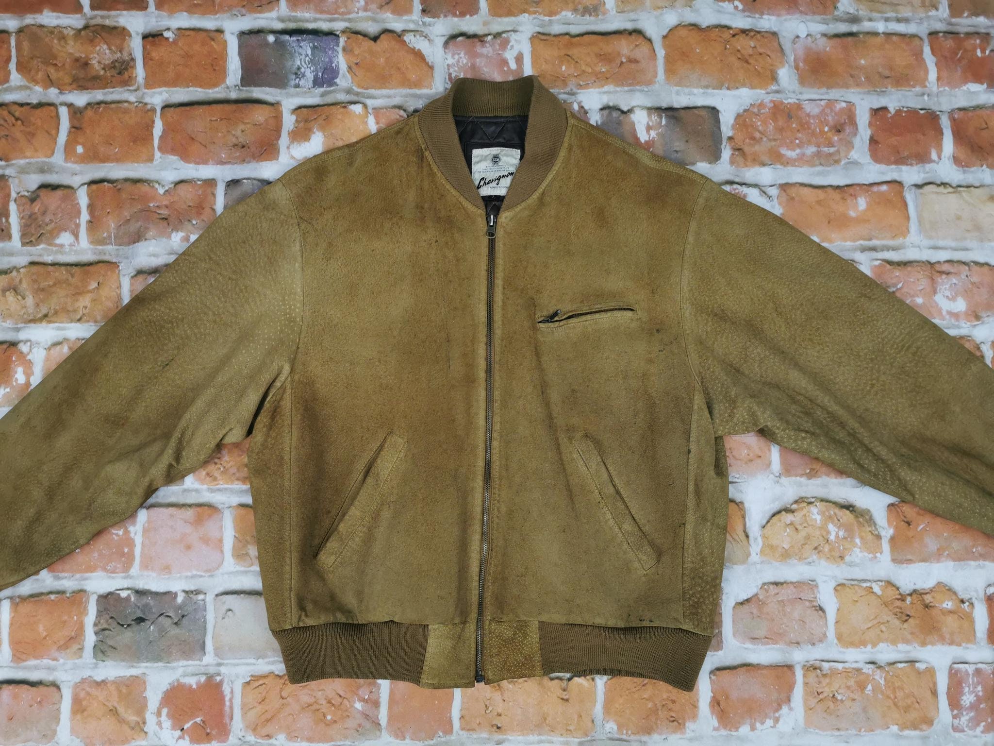 Chevignon vintage leather jacket FAMOUS CLOTHING beige suede casual