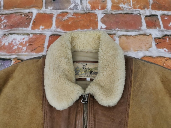 Chevignon Vintage Shearling Denim Winter Leather … - image 4