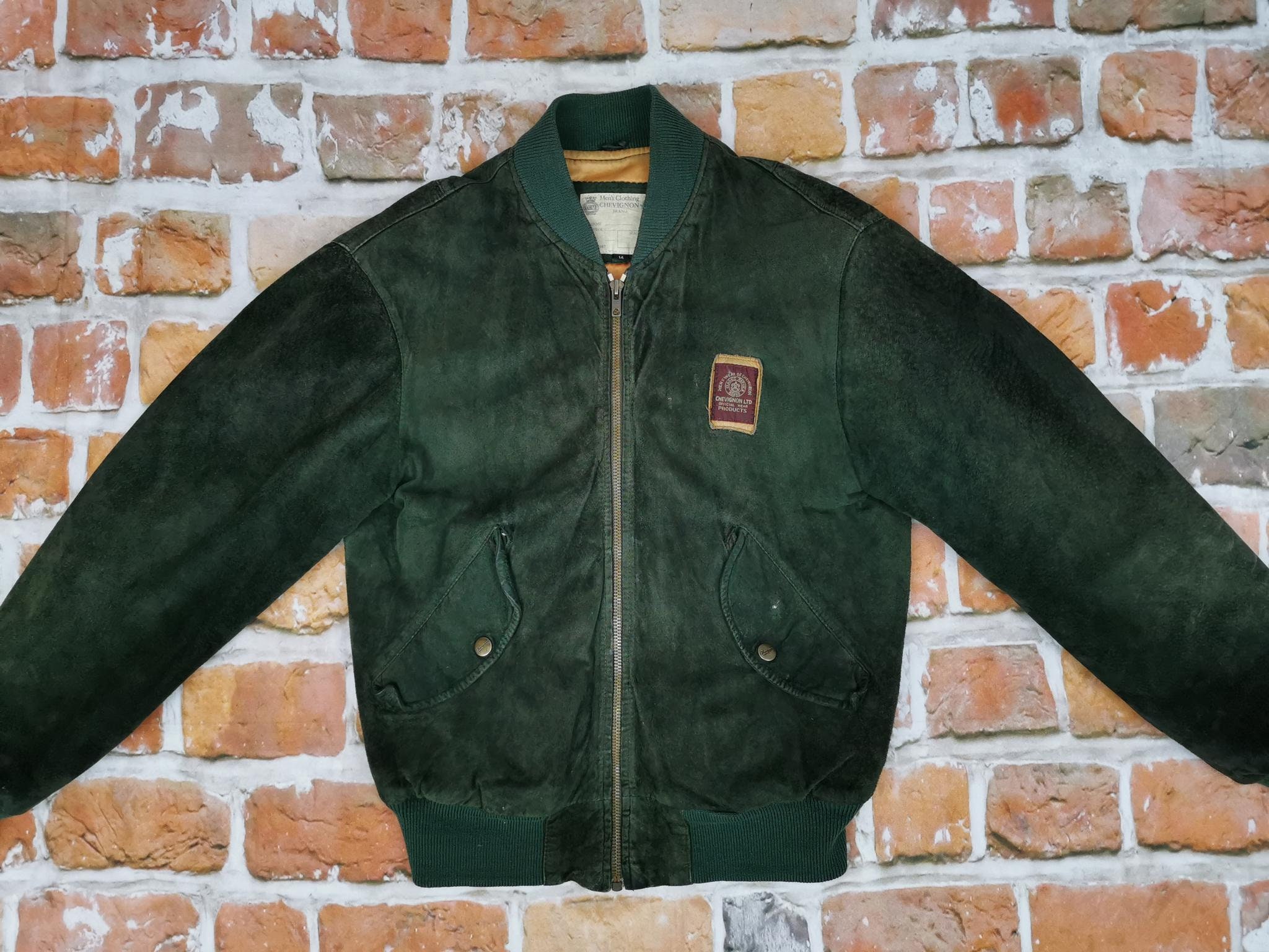 Chevignon Kids Vintage Veste en Cuir Vert Daim Casual Exclusif
