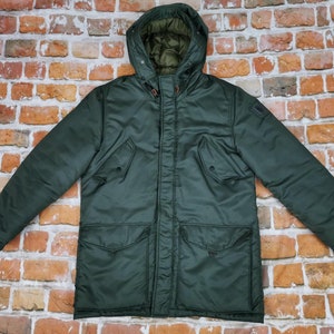 Replay Blue Jeans Brand Vintage Winter Coat Jacket Parka olive green Bomber Casual Hood