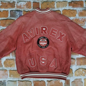 Avirex Usa veste en cuir vintage AMERICAN CLASSICS Varsity Red Casual