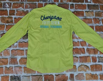 Chevignon Trandemark Vintage hemd neon geld Schreibschrift Sommer Casual