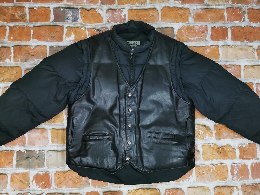 Schott Bros Usa Vintage Down Leather Winter Jacket Casual - Etsy