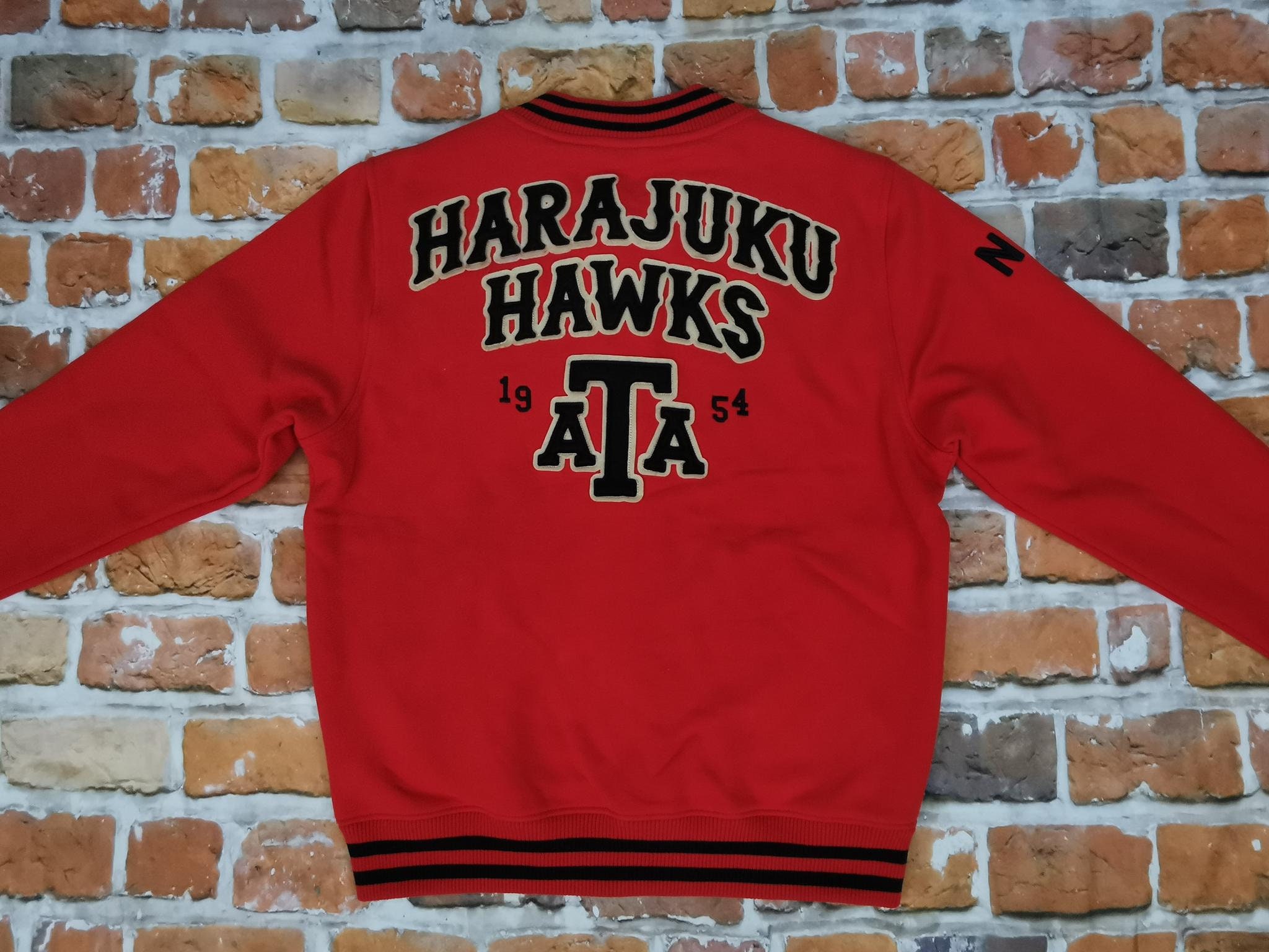 Superdry Varsity College Jacket Red HAWKS - Casual HARAJUKU Japan Black Etsy Vintage
