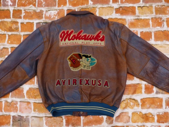 blue avirex leather jacket