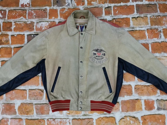 AVIREX leather varsity jacket faded