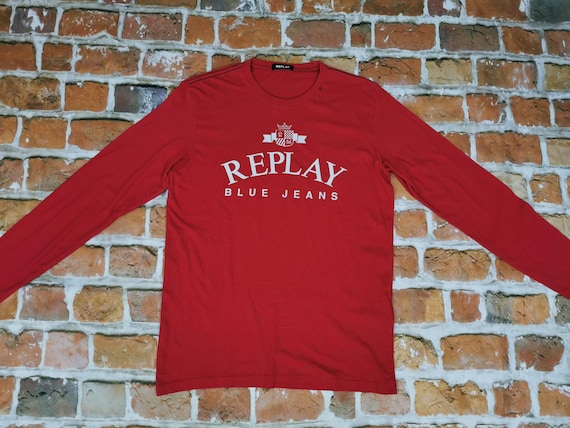 Replay, Replay Blue Jeans Brand 1981 Vintage langarm shirt rot italien Casual