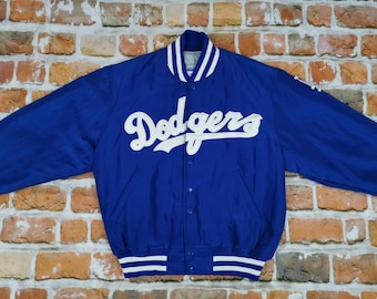 MLB (Majestic) - La Dodgers Embroidered Satin Jacket 1990s Large