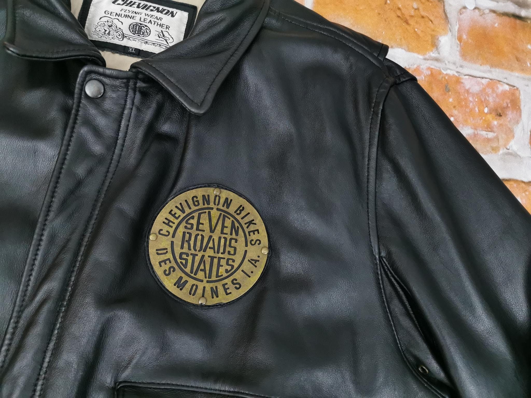 Chevignon Vintage Leather Jacket Crystal Rock Black Seven Road