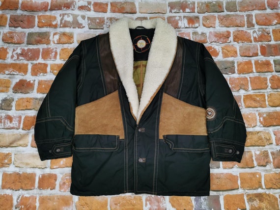 Camel Collection Vintage Winter Jacket Coat Leath… - image 4