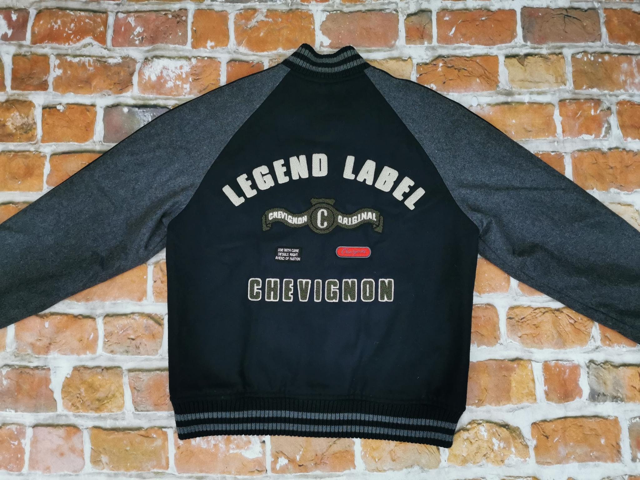 Chevignon Vintage College Jacket Legend Label Grey Blue Casual