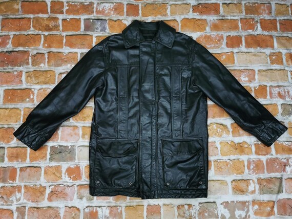 Charles Chevignon Vintage Leather Jacket Black Leather Coat Casual