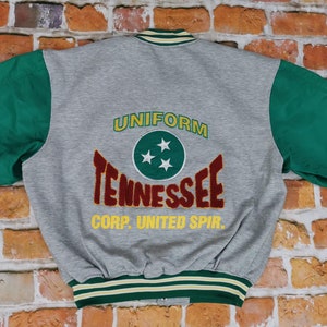 Tennessee Uniform Baseball Usa Jacket Vintage Green Gray Sport High School Varsity