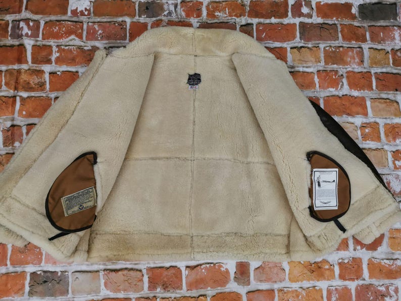Giacca in pelle di pecora vintage pilota B3 AVIREX USA in pelle di agnello marrone casual immagine 5