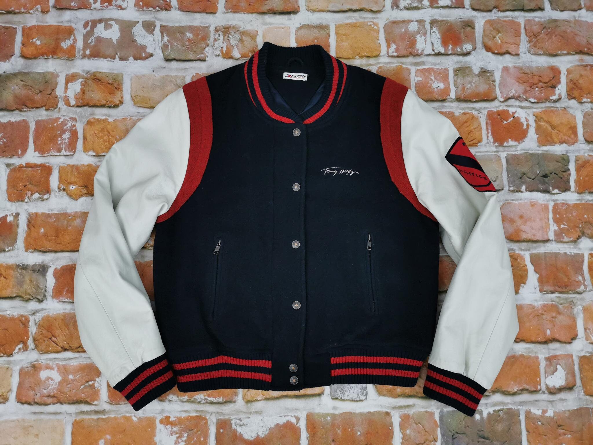 Tommy hilfiger georgie varsity leather clearance jacket