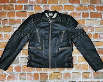 Tommy Hilfiger THD denim biker chaqueta de cuero negro motocicleta casual usa