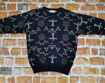 Iceberg vintage sweater air force aircraft army navy blue casual medal