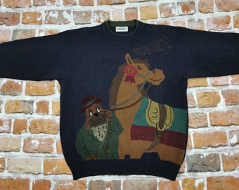 Iceberg Vintage Sweater Bulldog Spike Racing Horse Winner Dog Warner Bros Comic