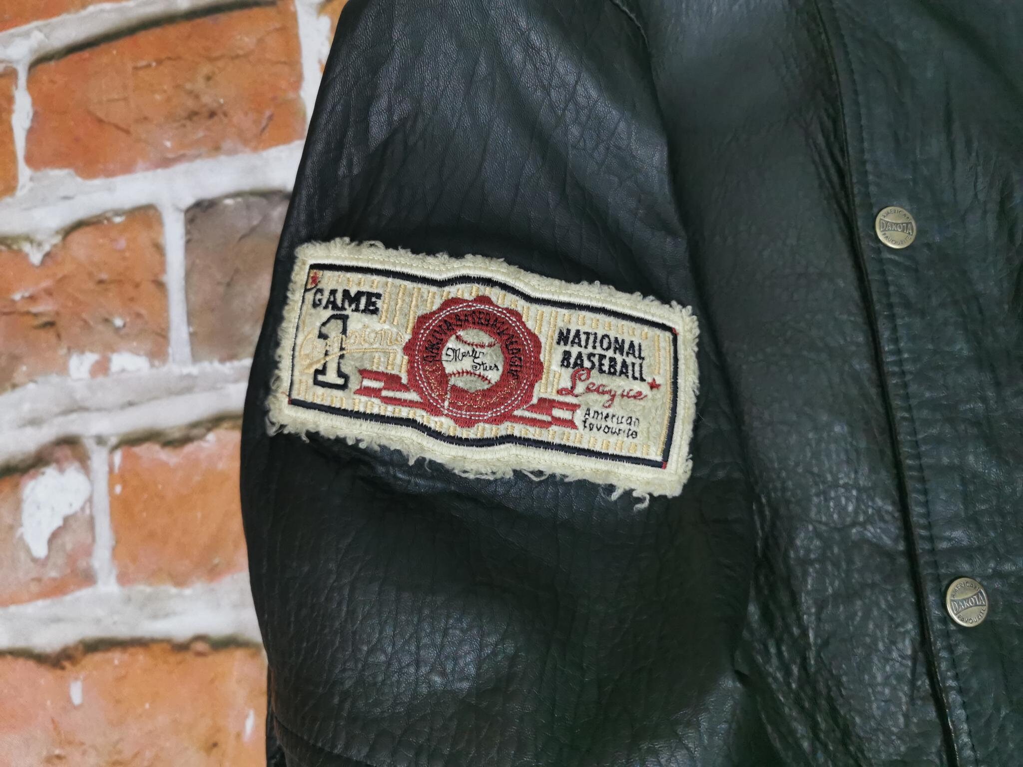 TROPHY JACKETS スタジャン USED DOTHANBASEBALL Dakota Usa Vintage Leather Jacket League Baseball Black