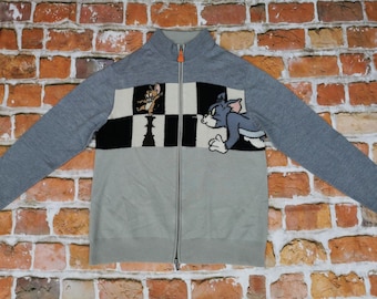 Suéter tipo cárdigan vintage Iceberg de Castelbajac con estampado de cómic de Tom Jerry.