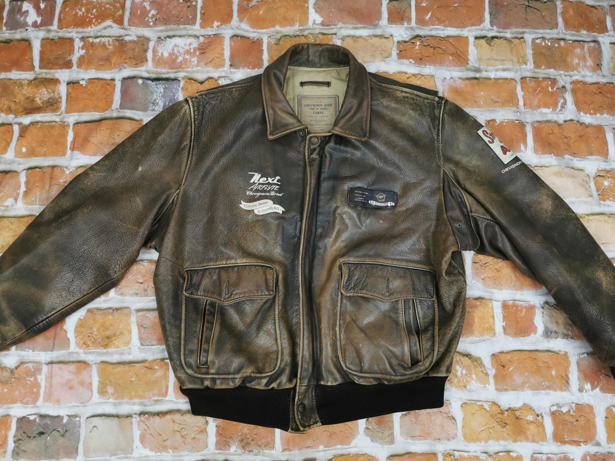 Chevignon Vintage Pilot Chaqueta de cuero STRICLY ON AIR us | Etsy México