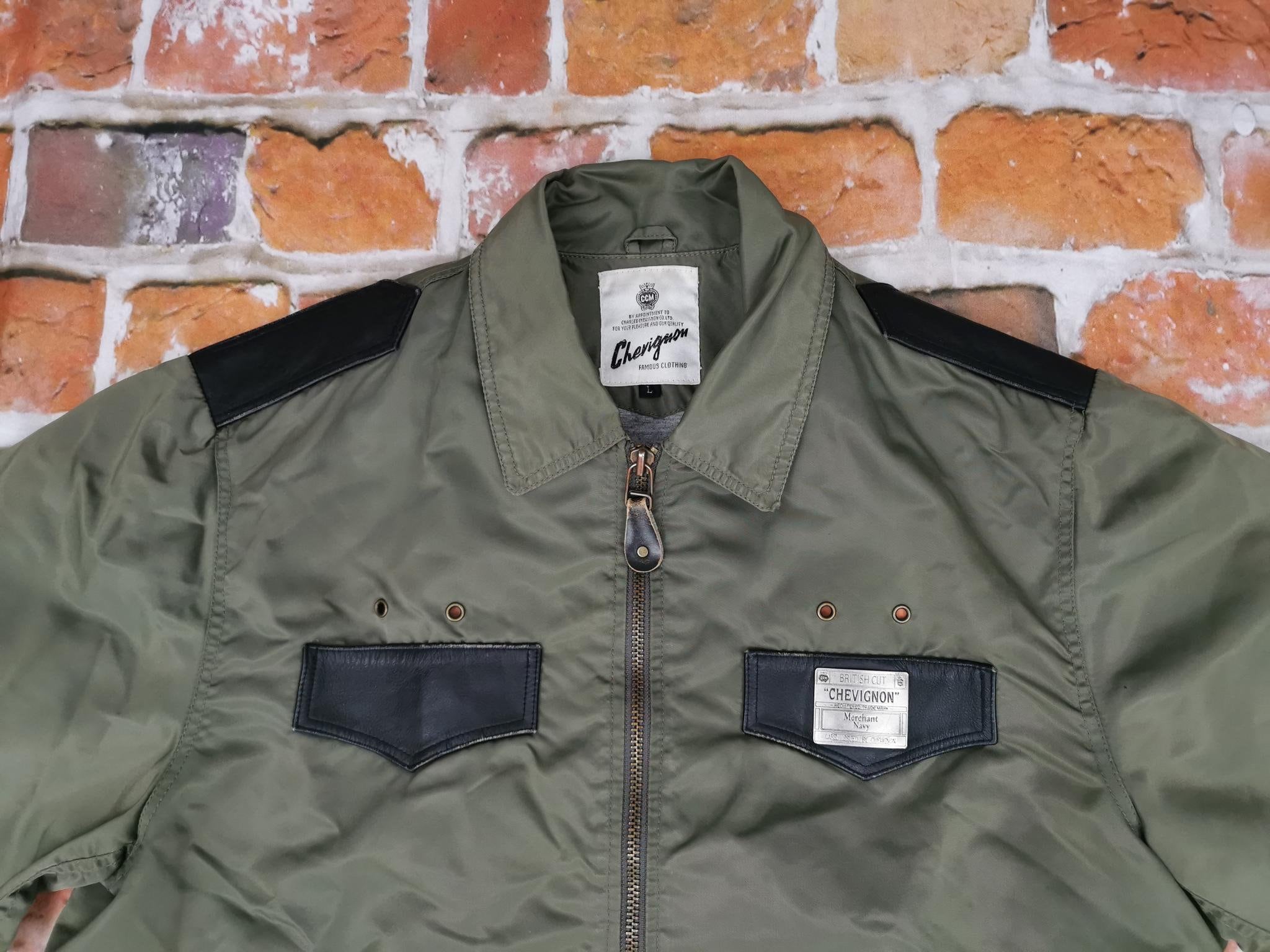 Chevignon Vintage Bomber Jacket MERCHANT NAVY Olive Green Save
