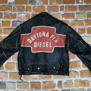 Veste en cuir vintage biker Diesel DAYTONA FLA Masterpiece noir beachrace moto casual