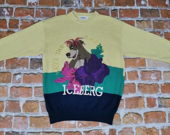 Iceberg vintage sweater Baloo the bear Save The AMAZON JUNGLE BOOK yellow comic Disney casual