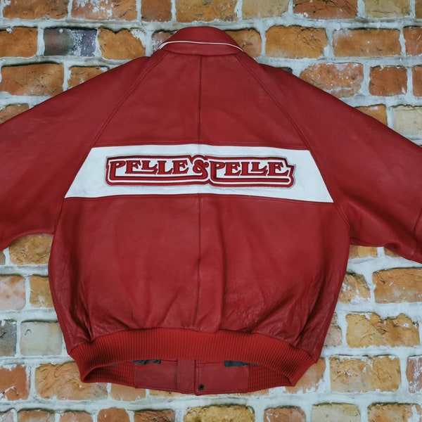 Pelle Pelle Vintage Lederjacke Usa MARC BUCHANAN rot Hip Hop Varsity rap