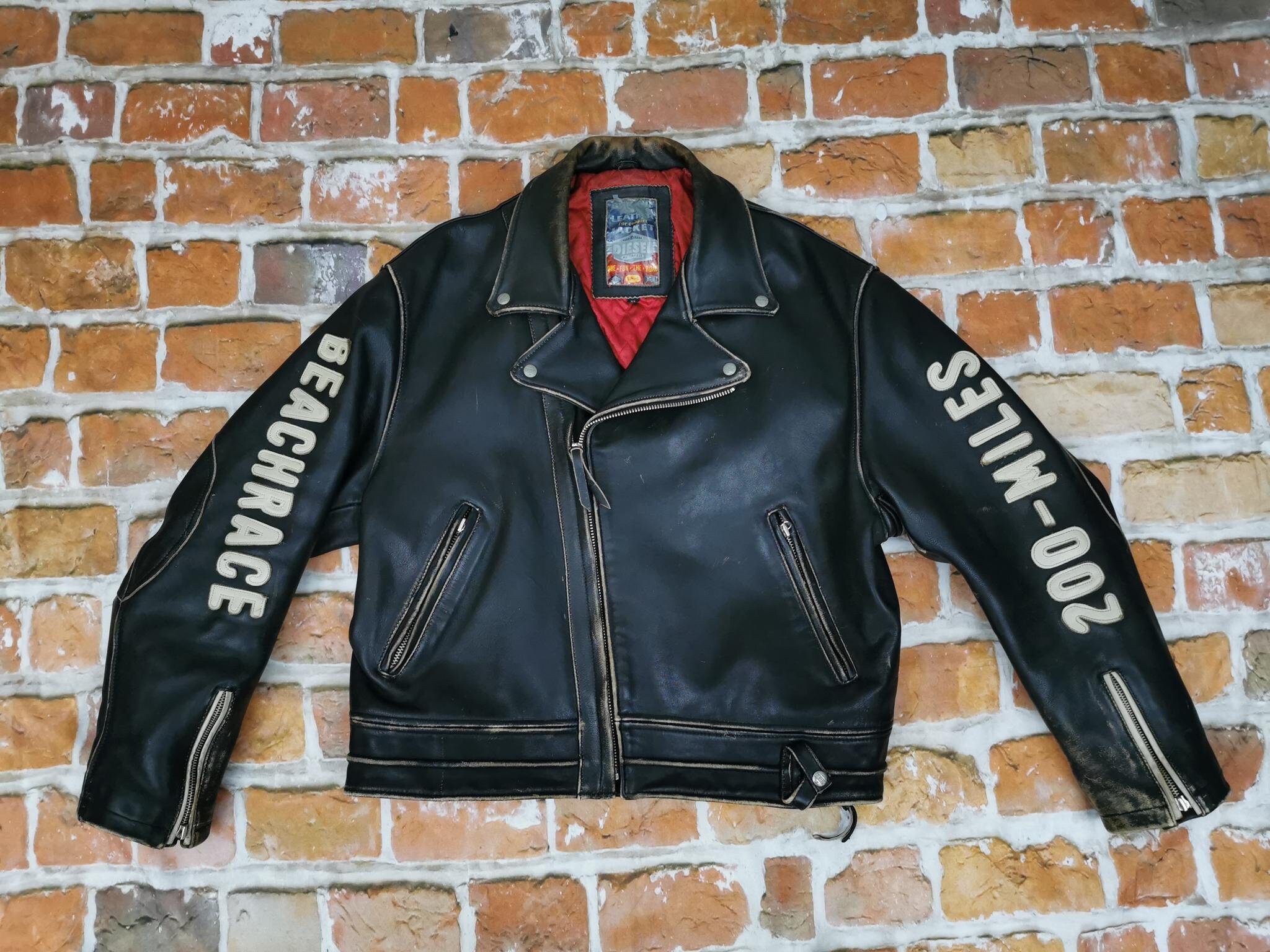 Diesel Biker Vintage Leather Jacket DAYTONA FLA Masterpiece Black 