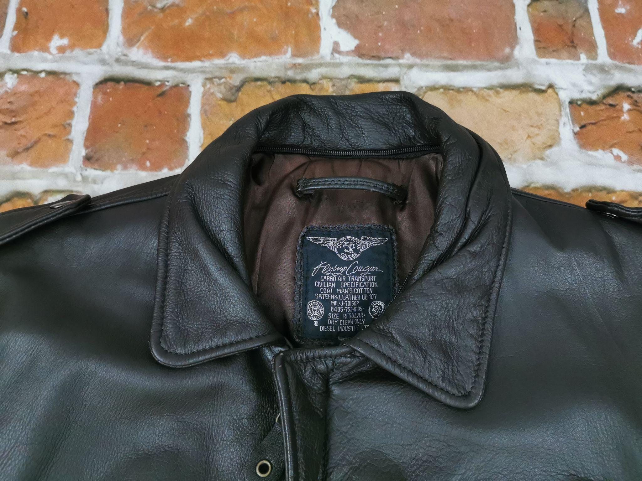 Diesel Vintage A2 Pilot Leather Jacket FLYING COUGAR Brown Aviator