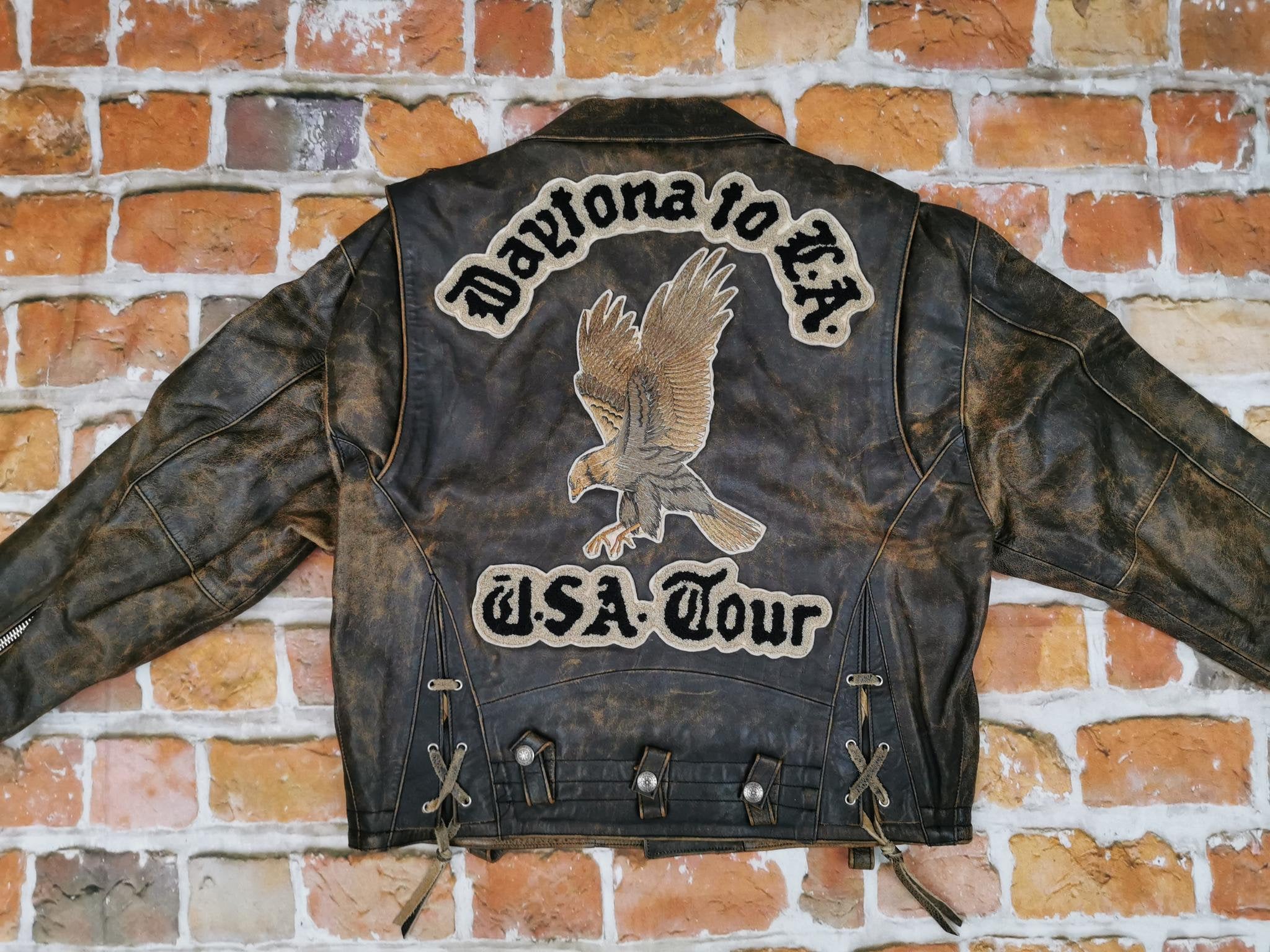 Daytona Biker Vintage Leather Jacket Us Tour Benny Wilson Casual Motorcycle  Varsity - Etsy