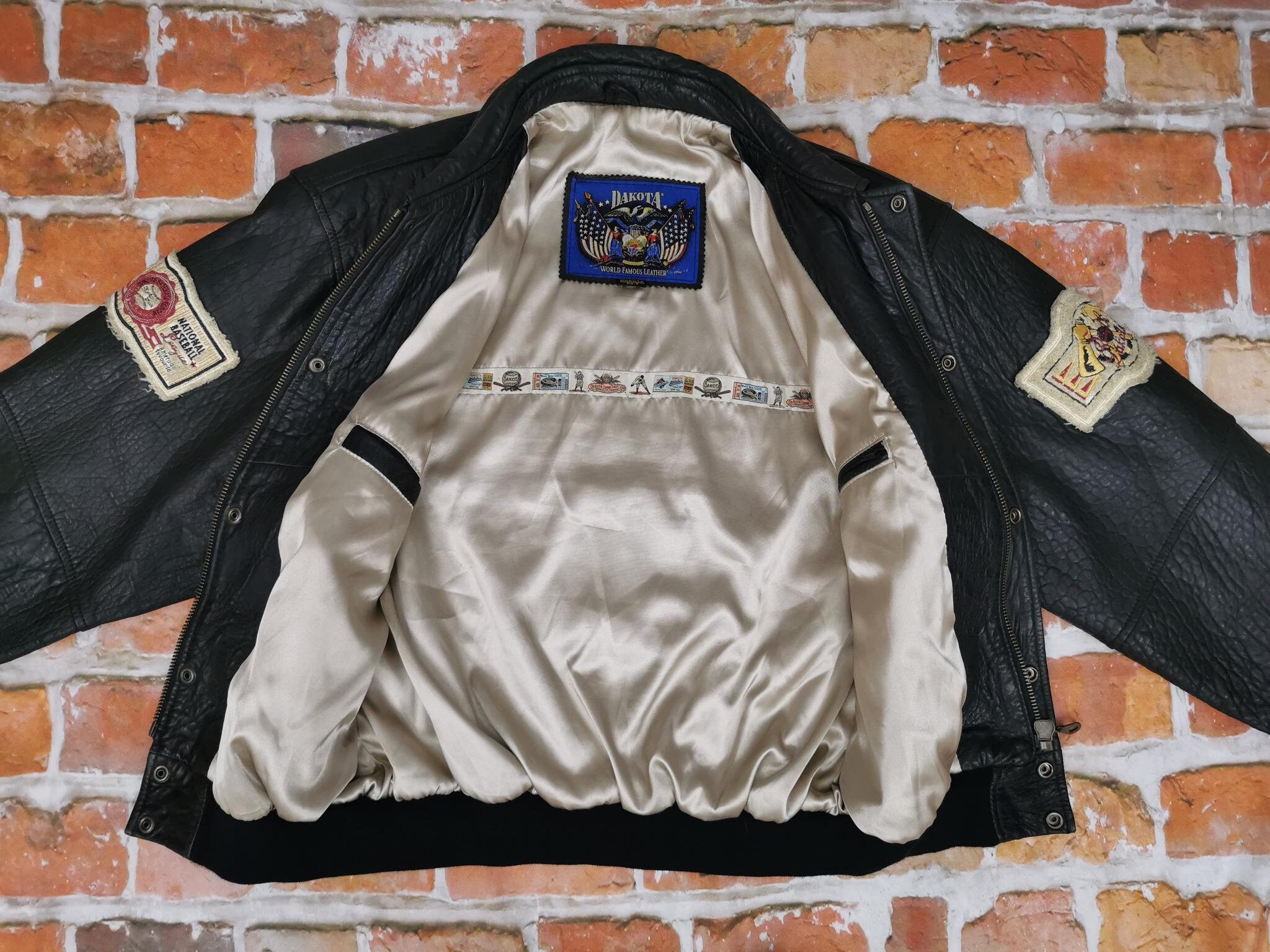 TROPHY JACKETS スタジャン USED DOTHANBASEBALL Dakota Usa Vintage Leather Jacket League Baseball Black