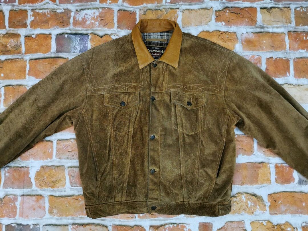 Chevignon Vintage Leather Jacket Colorado Brown Suede Cowboy - Etsy