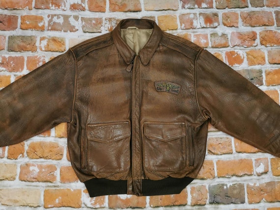 Avirex A2 Vintage Leather Jacket 1943 Glenn Miller Pilot Air Force Brown
