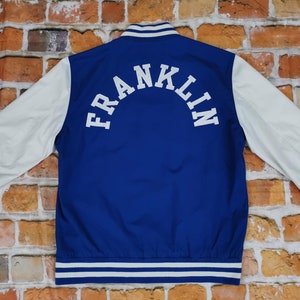 Franklin and Marshall Vintage Baseball Varsity blue white jacket casual