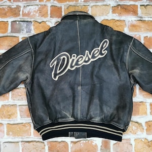 Diesel Vintage Leather Jacket Colorado Hide Stone Grey - Etsy