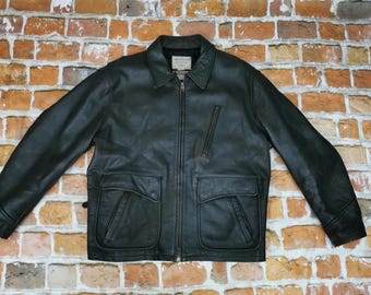 Vintage Charles Chevignon Mens Leather Brown Flight Jacket