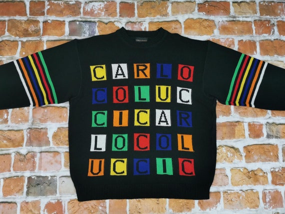 Carlo Colucci Vintage Pullover sehr bunt Label Bu… - image 1