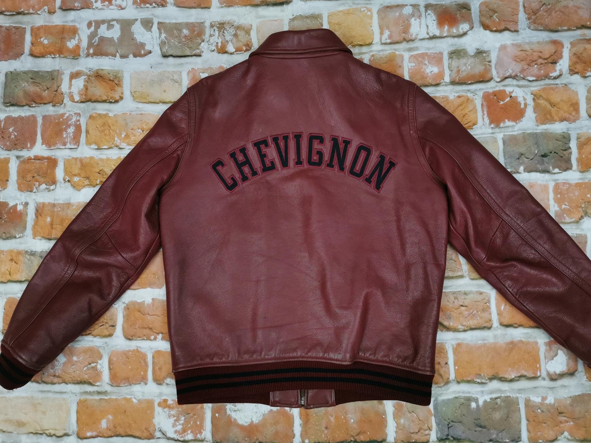 Chevignon 57 Chaqueta de cuero vintage Borgoña Burdeos - Etsy España