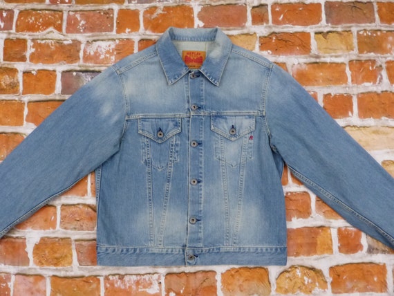 Replay Brand Blue Jeans Vintage Jacket Denim Ligh… - image 1