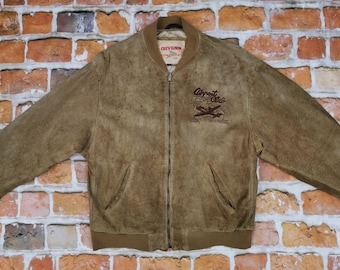 Chevignon Vintage Leather Jacket marrón Airport Club Casual Suede Beige