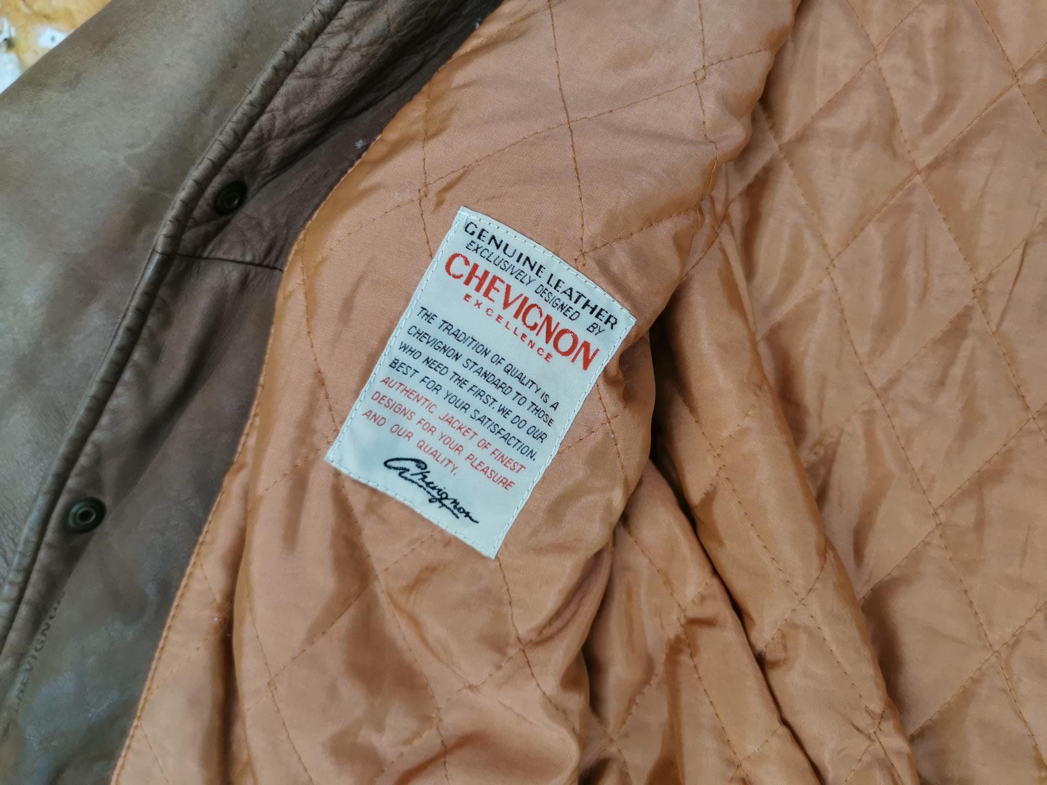 Chevignon Vintage Leather Jacket Flyers Brown Varsity Iowa Chevignon Vintage Leather Jacket Flyers Brown Varsity Iowa