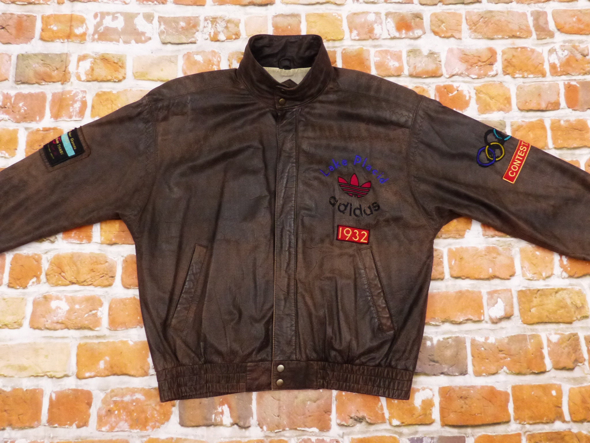 Adidas Olympia Leather Jacket Lake Placid 1932 Olympische - Etsy Nederland