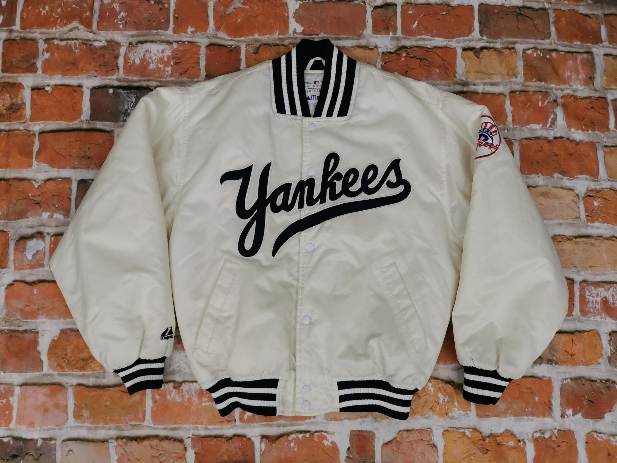 Majestic Usa Vintage Baseball Jacket New York Yankees Beige Mbl
