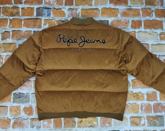 Pepe Jeans London Vintage Suede Down Jacket Brown Casual Winter - Etsy