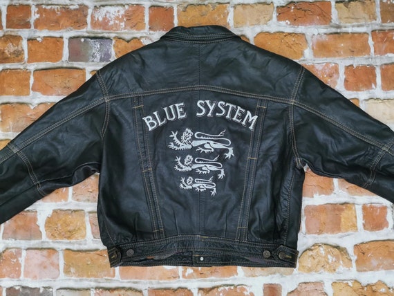 BLUE 見破る SYSTEMブルーシステムヴィンテージレザージャケット刺繍 