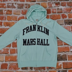 Franklin and Marshall Vintage Hooded Sweater Jacket Mint Green Casual Hoodie