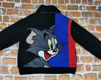 Iceberg Vintage 50 ANIVERSARIO negro Tom Jerry cómic cuero piel invierno casual