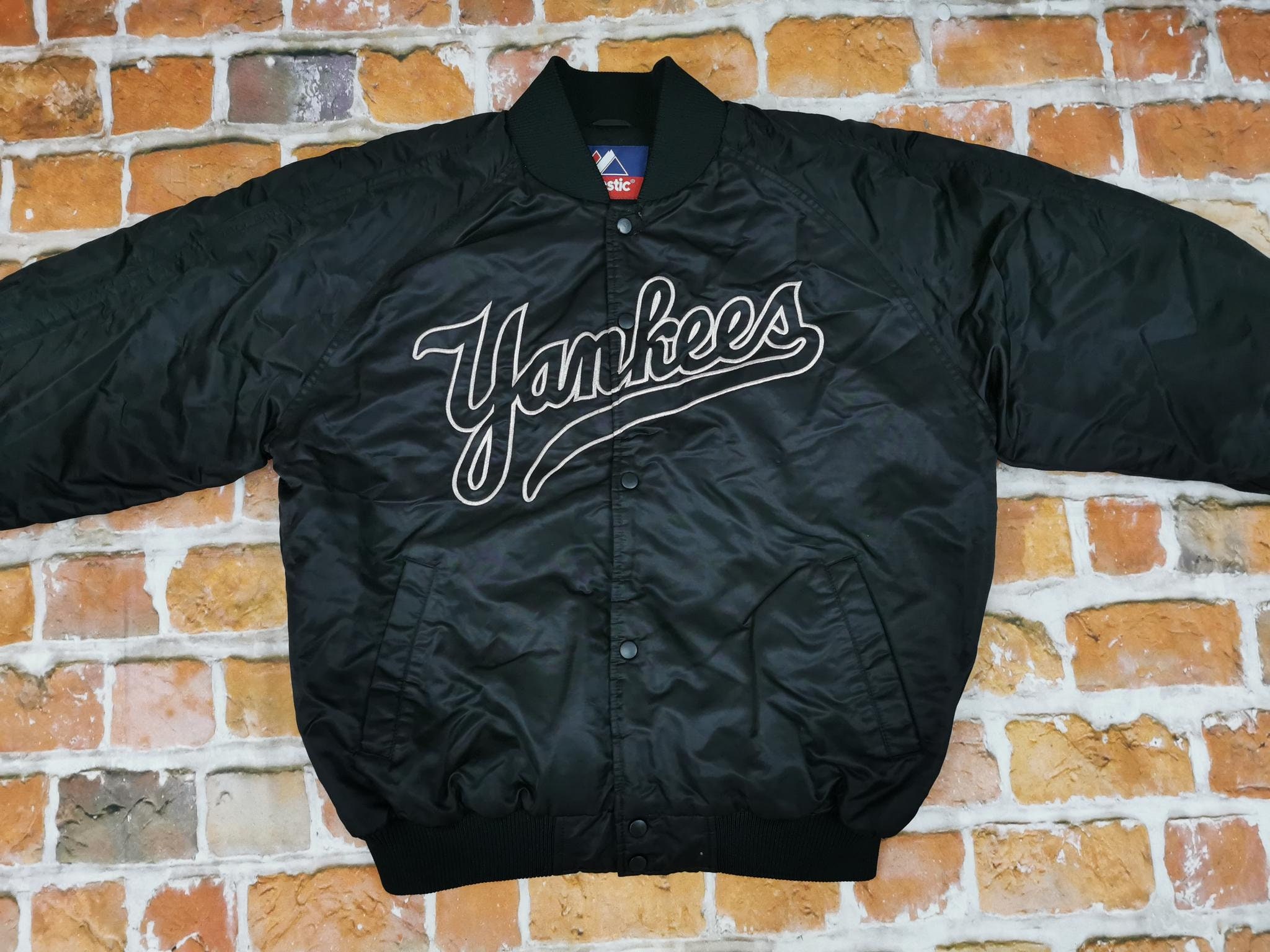 New York Yankees Baseball Bomber Jacket Black Majestic Mbl Usa Etsy Canada VINTAGE NEW YORK YANKEES leather jacket